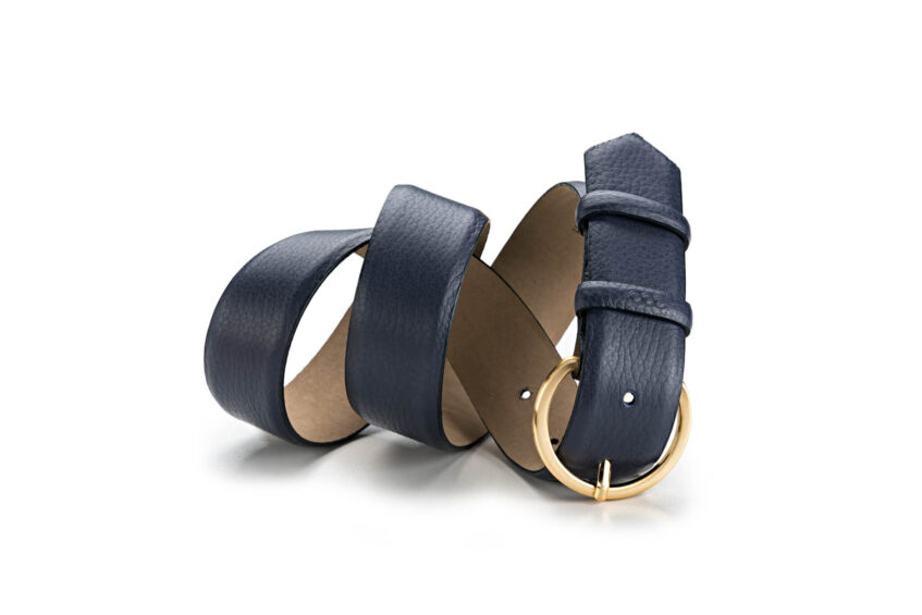 Damengürtel <br /><sup>Genarbtes Leder nachtblau – gold</sup>