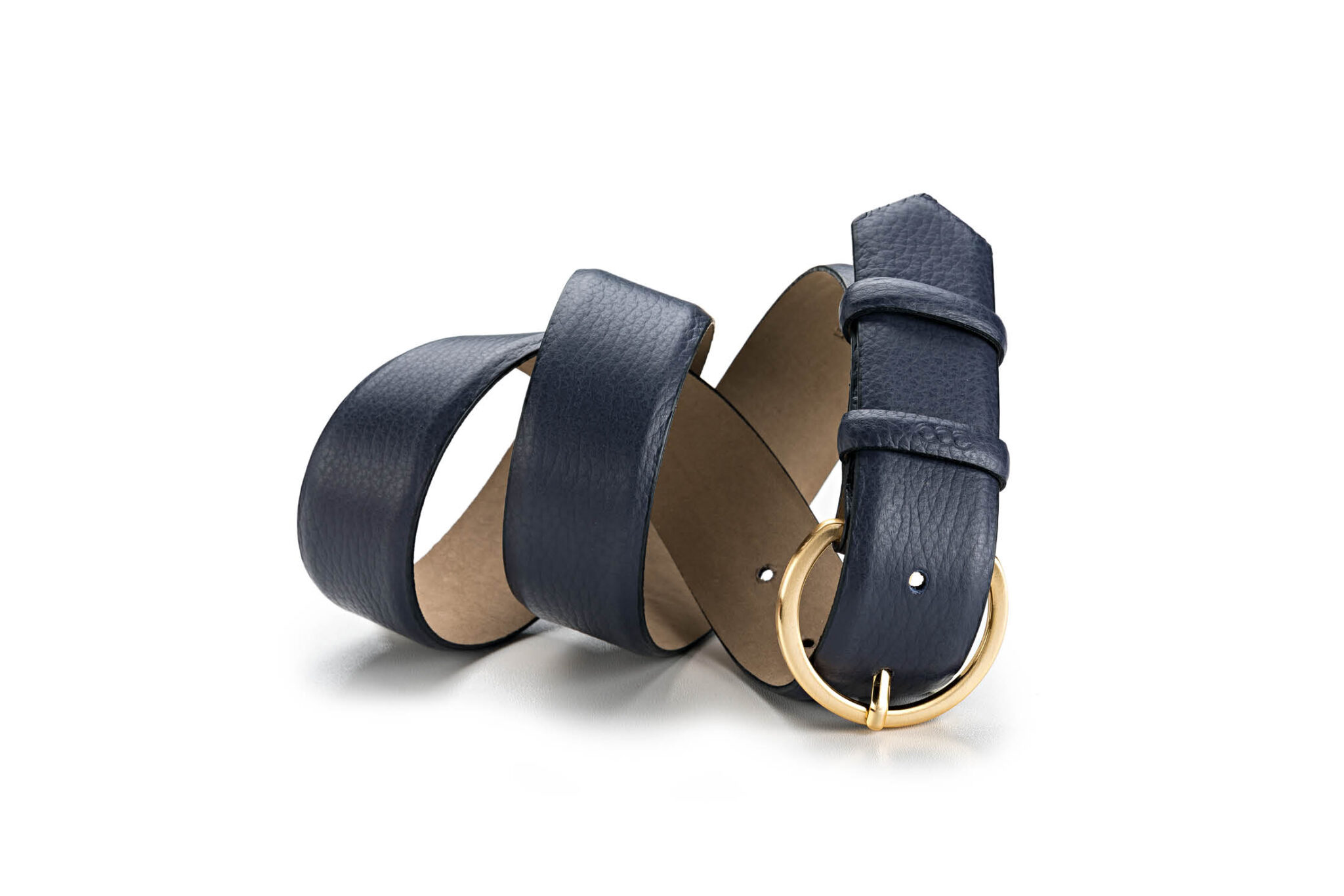 Damengürtel <br /><sup>Genarbtes Leder nachtblau – gold</sup>