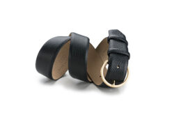 Damengürtel <br /><sup>Genarbtes Leder schwarz – gold</sup>
