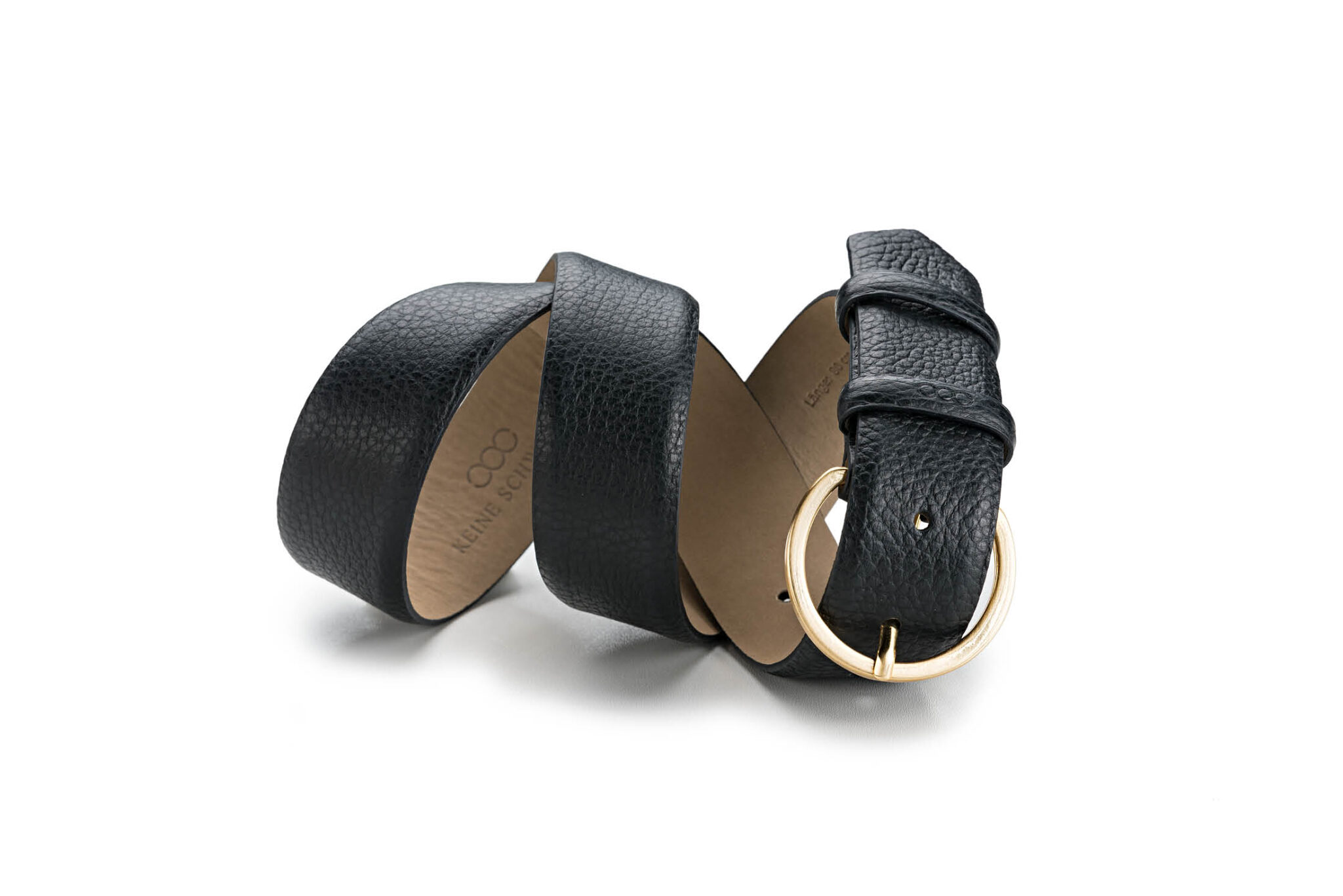 Damengürtel <br /><sup>Genarbtes Leder schwarz – gold</sup>