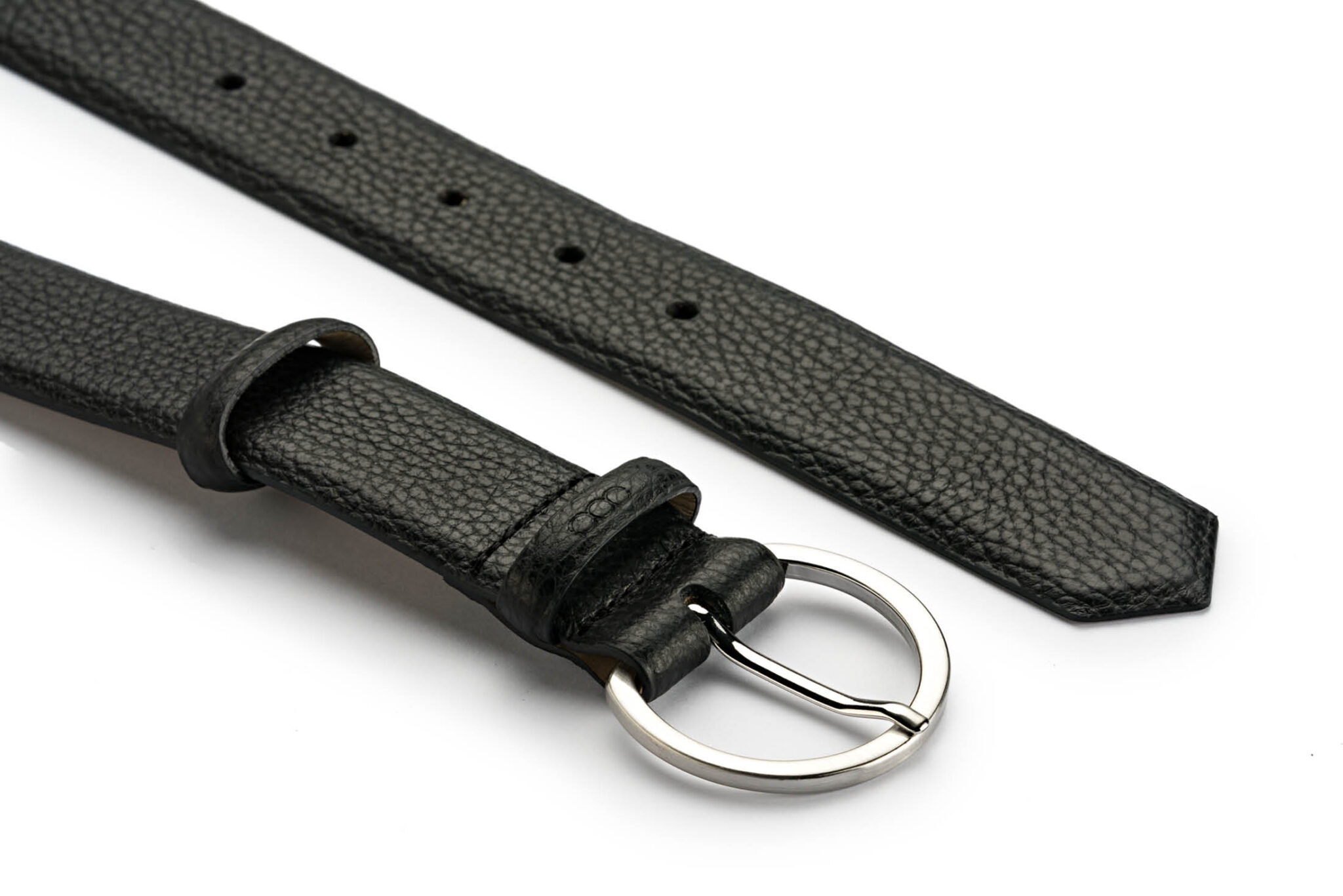 Damengürtel <br /><sup>Genarbtes Leder schwarz – silber</sup> – Bild 2