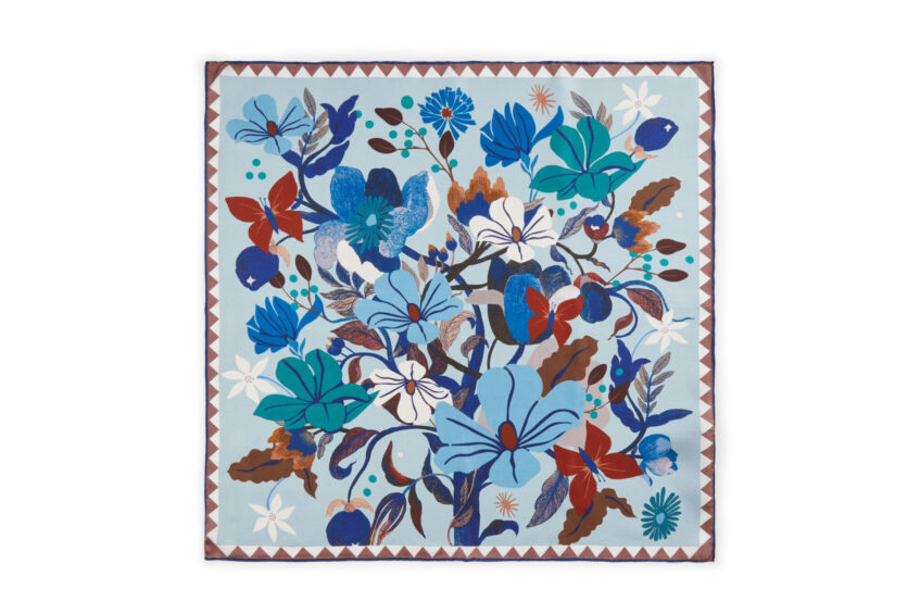 SEIDENTUCH Blumen blau – Bild 2